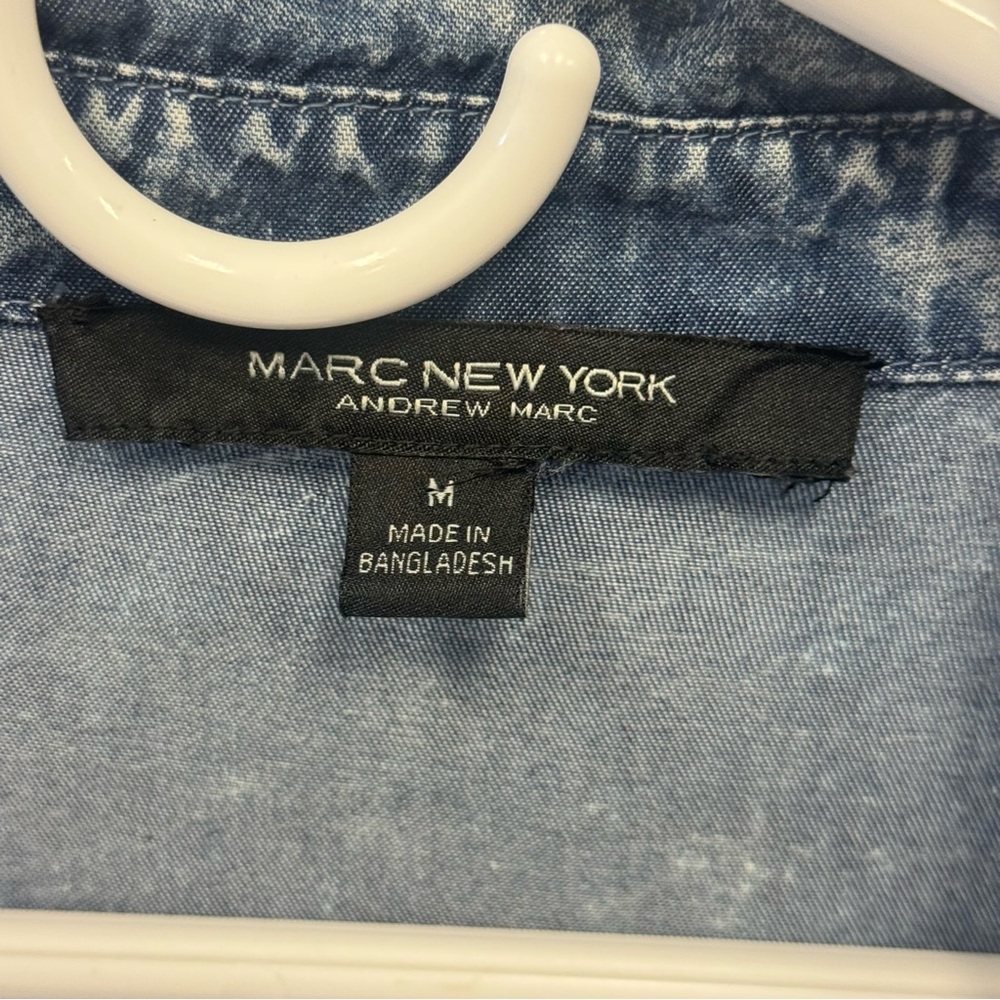 🍁Marc New York Acid Wash Tencel Oversized Cutouts Denim Button Down Shirt Medium - Picture 7 of 13